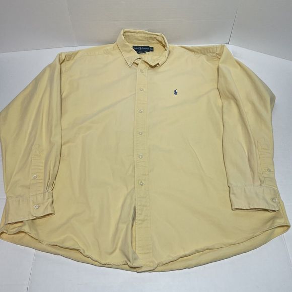 Ralph Lauren Blake Button Down Shirt, XL, Yellow, Long Sleeve, Blue Pony - Picture 8 of 12